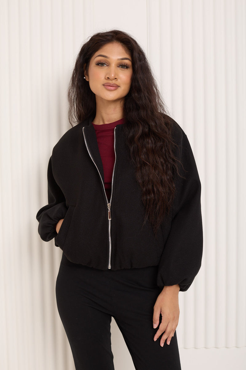Soft touch bomber jacket in Black