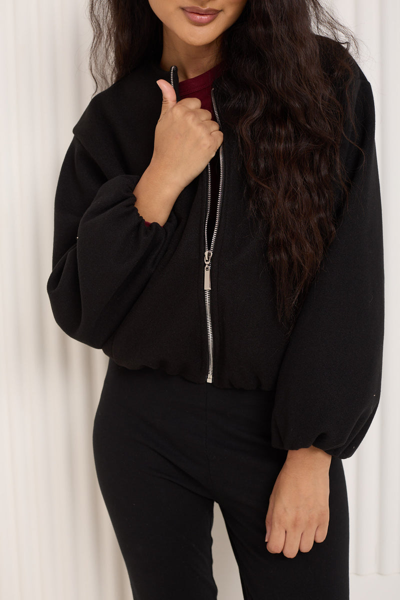 Soft touch bomber jacket in Black