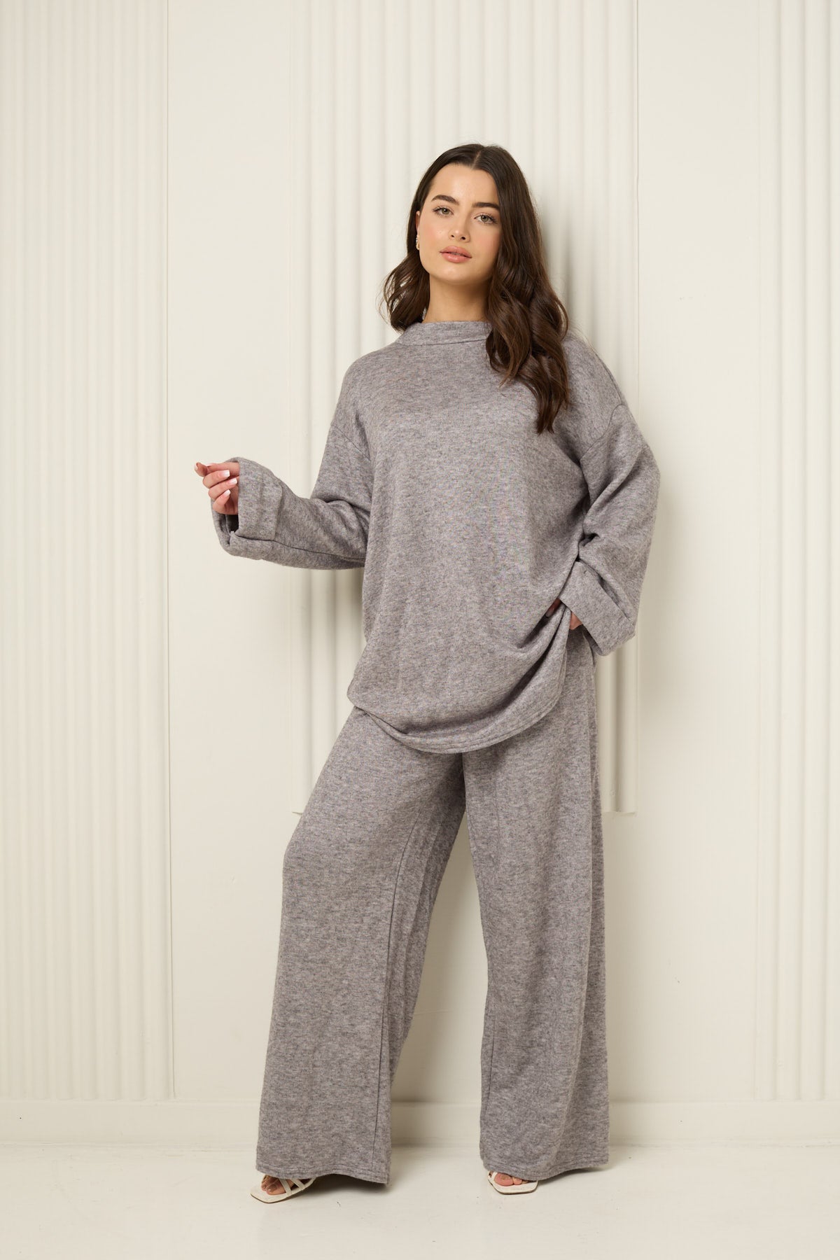 Soft knit oversize co-ord in Grey
