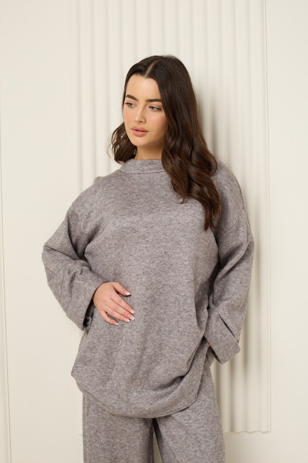 Soft knit oversize co-ord in Grey