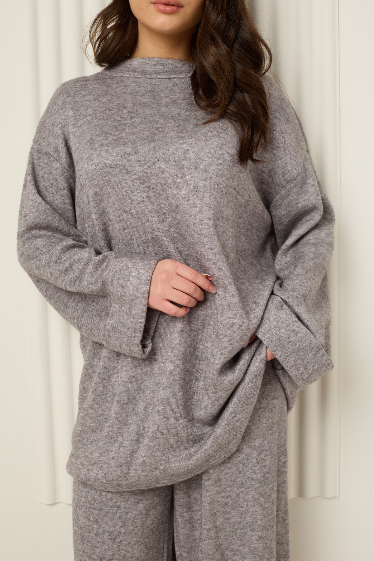 Soft knit oversize co-ord in Grey