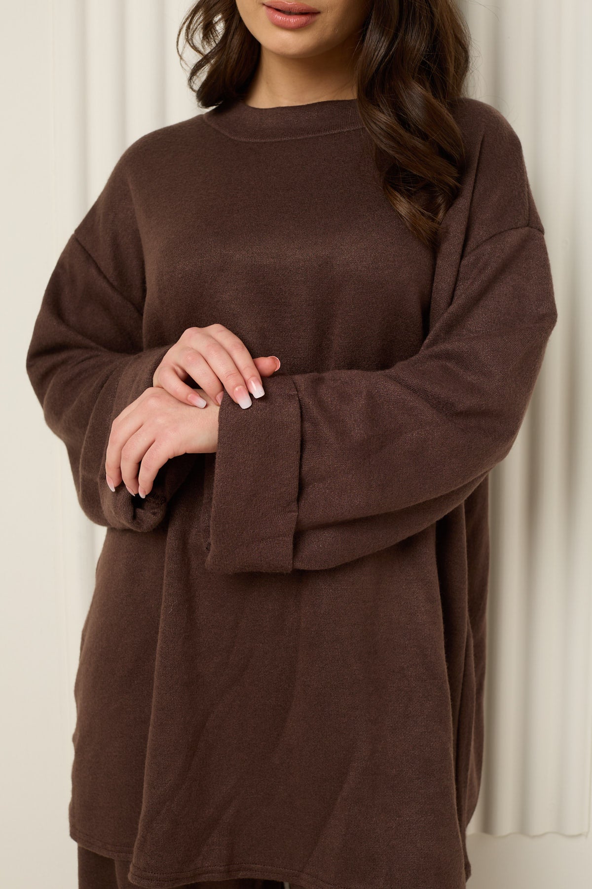 Soft knit oversize co-ord in Choco