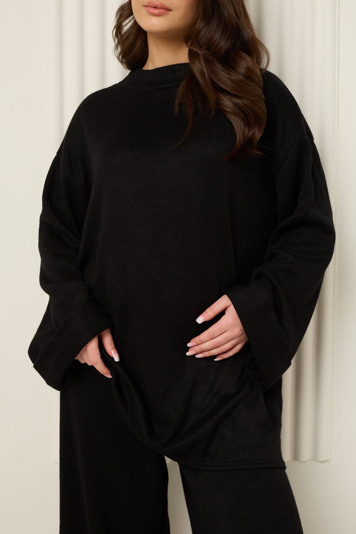 Soft knit oversize co-ord in Black
