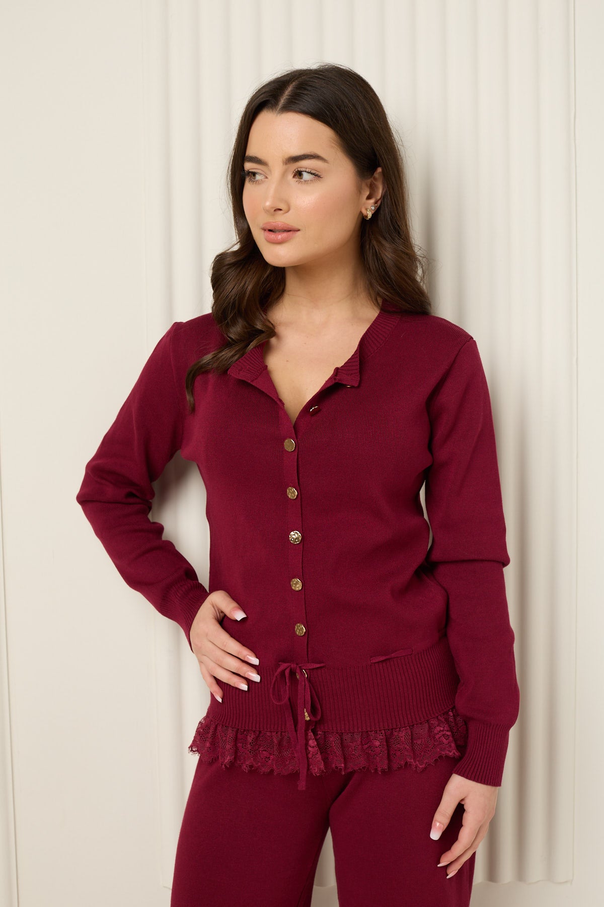 Peplum detailed co-ord in Wine