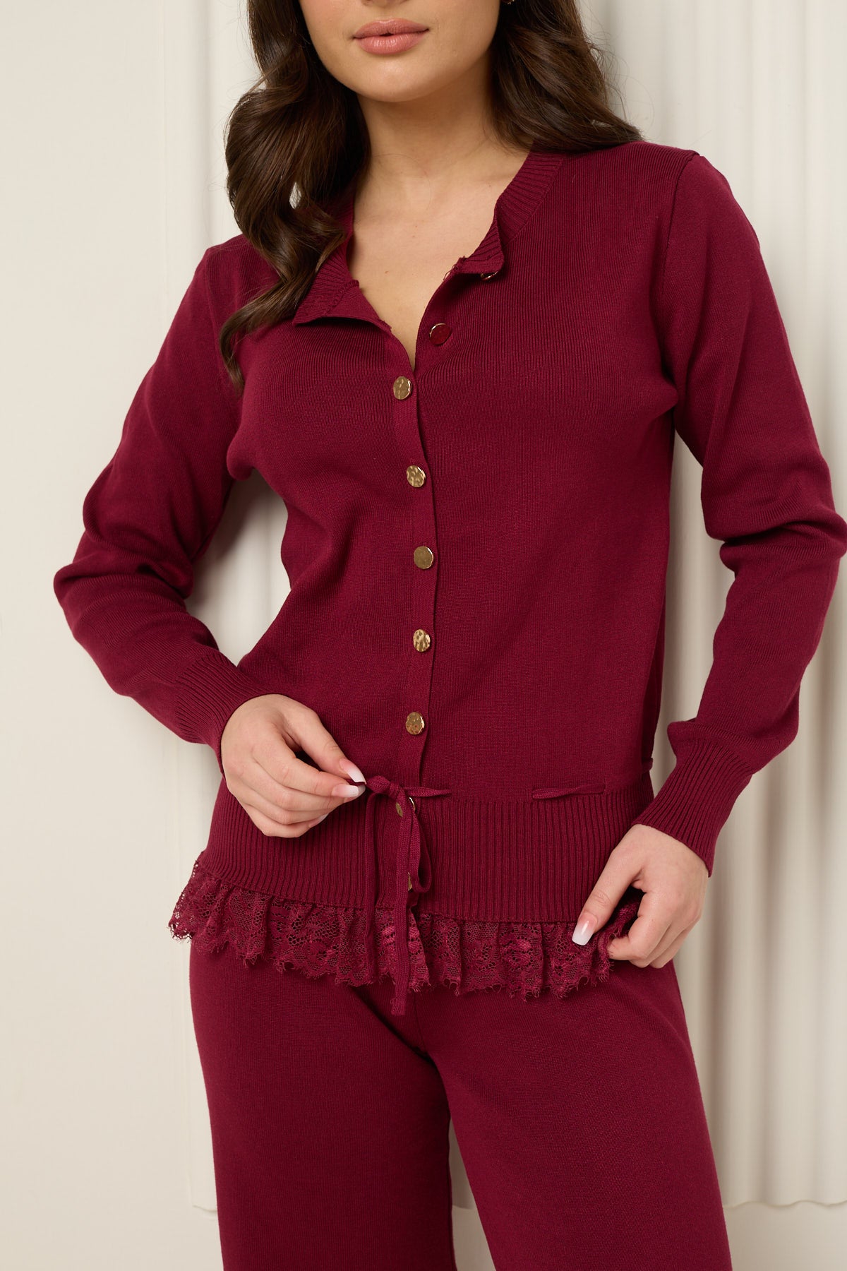 Peplum detailed co-ord in Wine