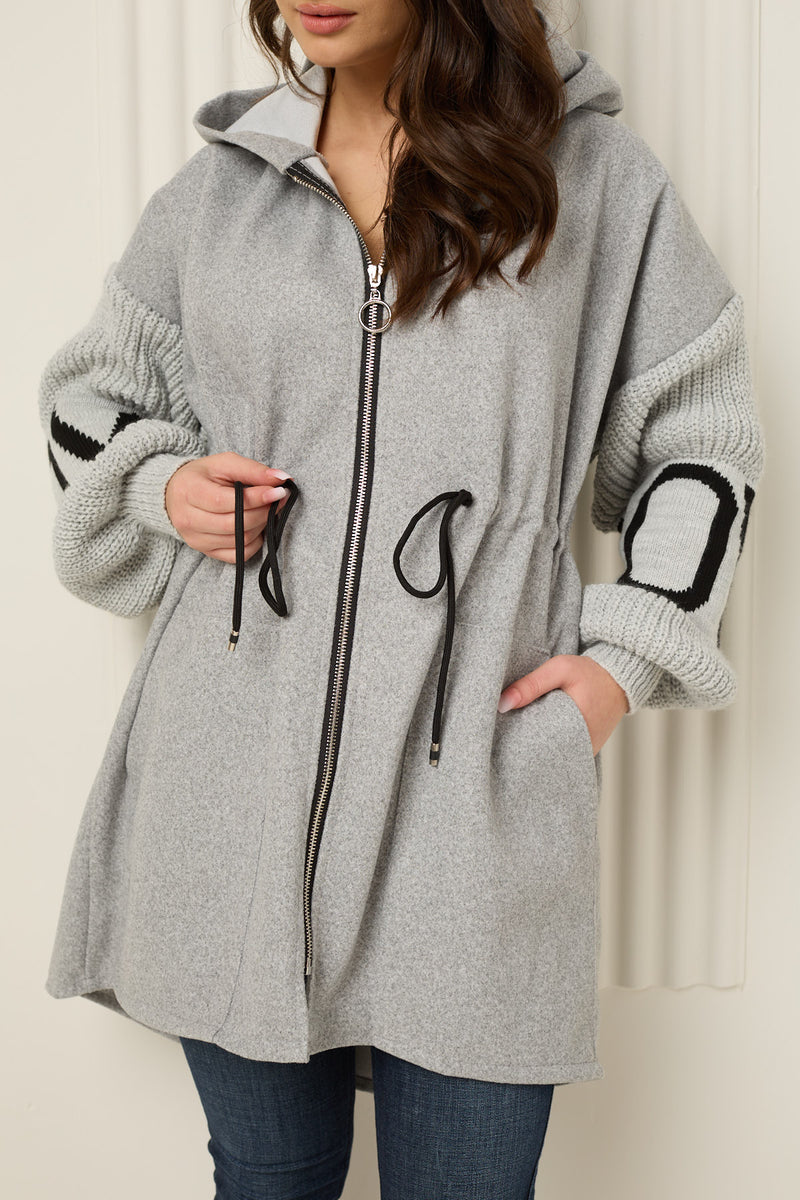 LOVE detailed parker jacket in Grey
