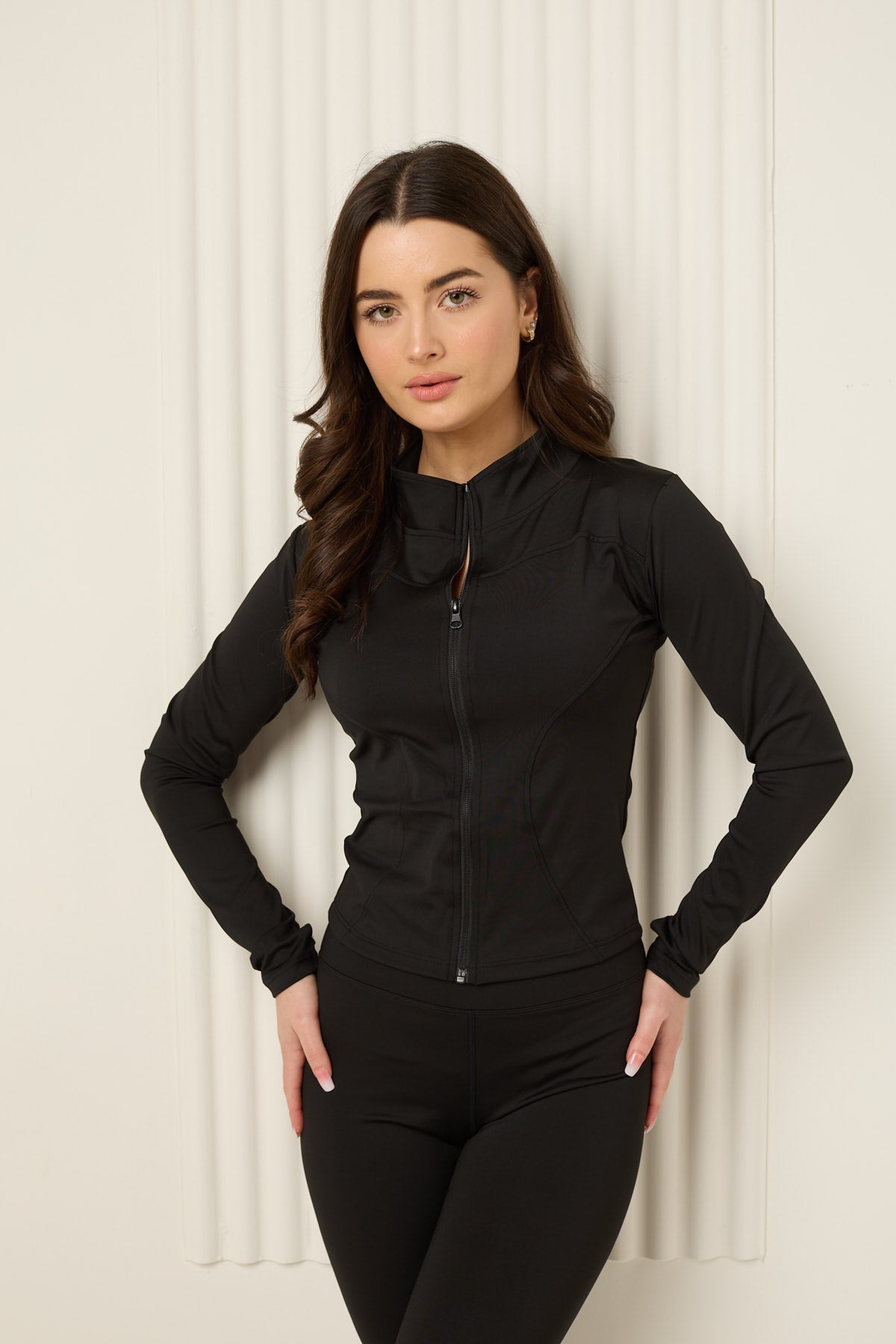 Active leisure jacket legging set in Black