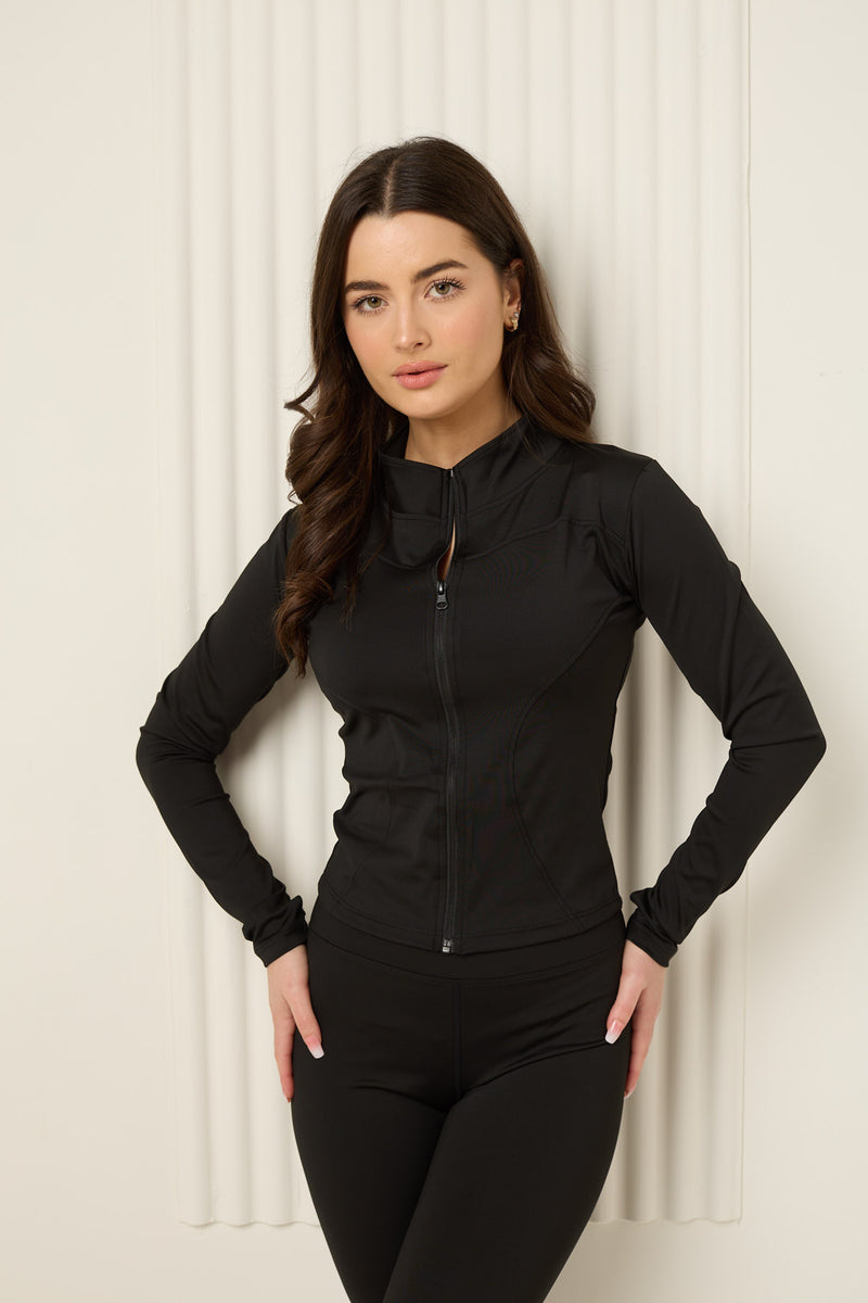 Active leisure jacket legging set in Black
