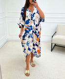 Abstract Print  Twist Front Dress