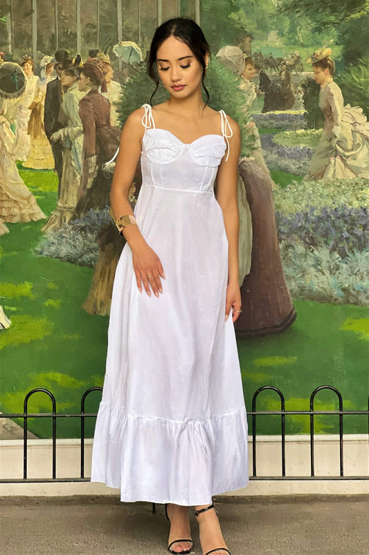 Tie strap maxi dress in White