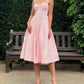 Milkmaid midi dress in Pink