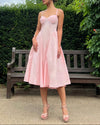 Milkmaid midi dress in Pink