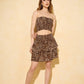 Bandeau skirt set in leopard print