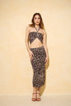 Chiffon skirt set in light leopard print