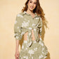 Floral design short set in green