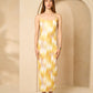 Zig zag printed ribbed dress in Yellow