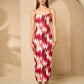 Zig zag printed ribbed dress in Wine