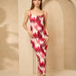 Zig zag printed ribbed dress in Wine