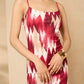 Zig zag printed ribbed dress in Wine