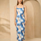 Zig zag printed ribbed dress in Blue