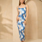 Zig zag printed ribbed dress in Blue