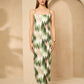 Zig zag printed ribbed dress in Green