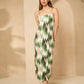 Zig zag printed ribbed dress in Green