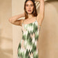 Zig zag printed ribbed dress in Green