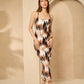 Zig zag printed ribbed dress in Brown