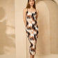 Zig zag printed ribbed dress in Brown