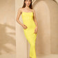 Strap ribbed dress in Yellow