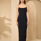 Strap ribbed dress in Navy