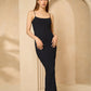 Strap ribbed dress in Navy