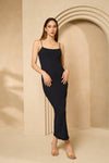 Strap ribbed dress in Navy