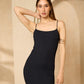 Strap ribbed dress in Navy