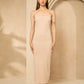 Strap ribbed dress in Beige