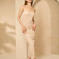 Strap ribbed dress in Beige