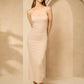 Strap ribbed dress in Beige