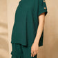 Cheesecloth gold button shoulder short set in Emerald