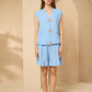 Cheesecloth gold button short set in Sky