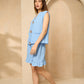 Cheesecloth gold button short set in Sky