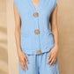 Cheesecloth gold button short set in Sky