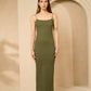 Strap ribbed dress in Khaki