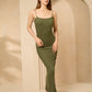 Strap ribbed dress in Khaki