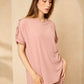 Cheesecloth trouser set with gold button shoulders in Pink