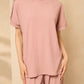 Cheesecloth trouser set with gold button shoulders in Pink