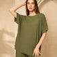 Cheesecloth trouser set with gold button shoulders in Khaki