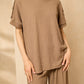 Cheesecloth trouser set with gold button shoulders in Taupe