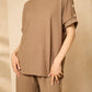 Cheesecloth trouser set with gold button shoulders in Taupe