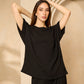 Cheesecloth trouser set with gold button shoulders in Black